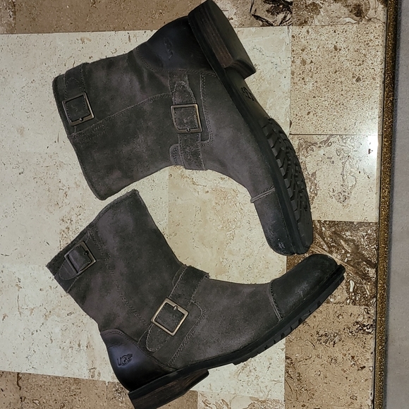 Ugg Men's Lancing Stout distressed suede full grain leather brown boots.… - Picture 2 of 11